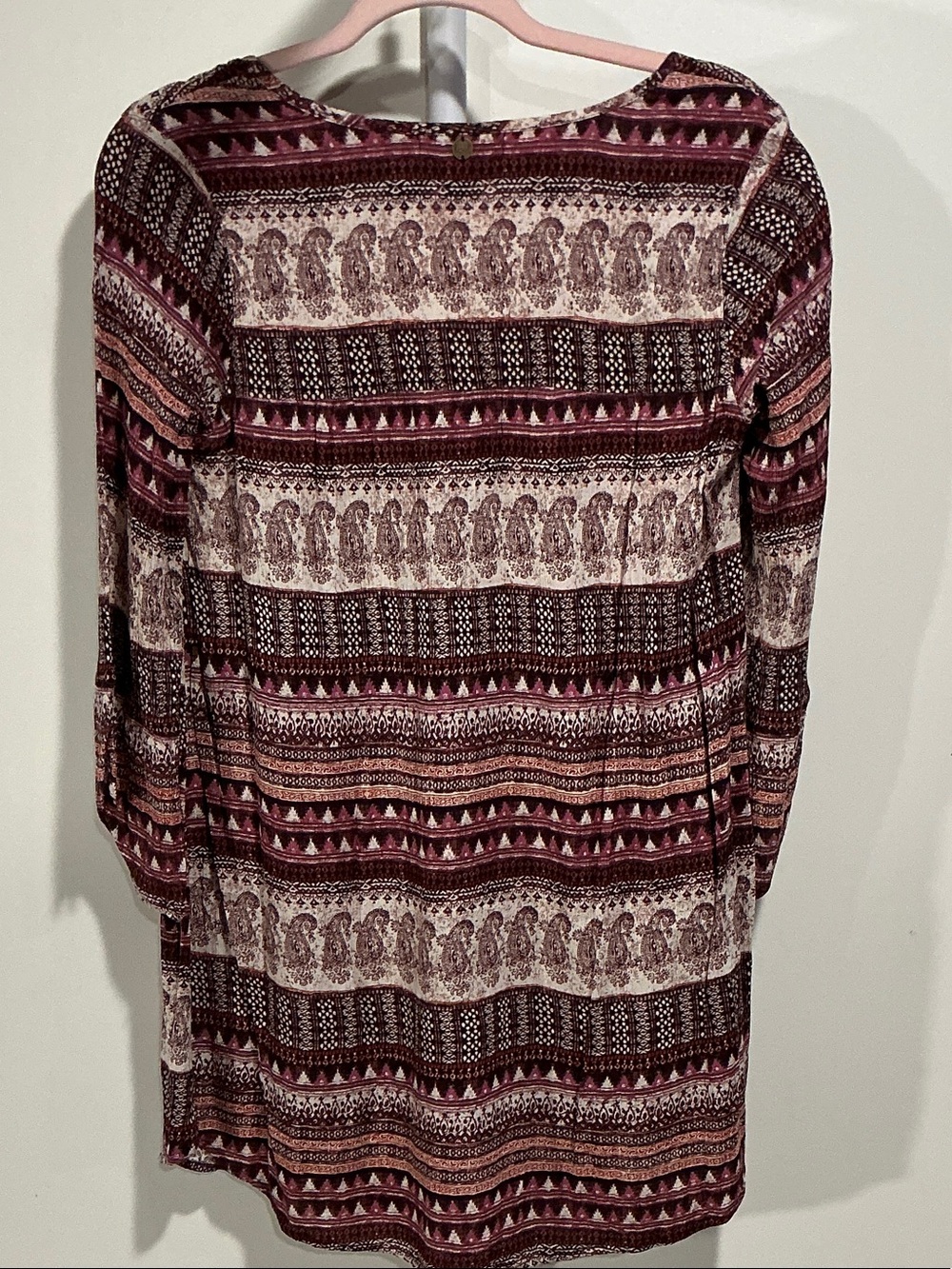 Billabong Women's Burgundy Pink Patterned Peasant Tunic - Picture 4 of 6